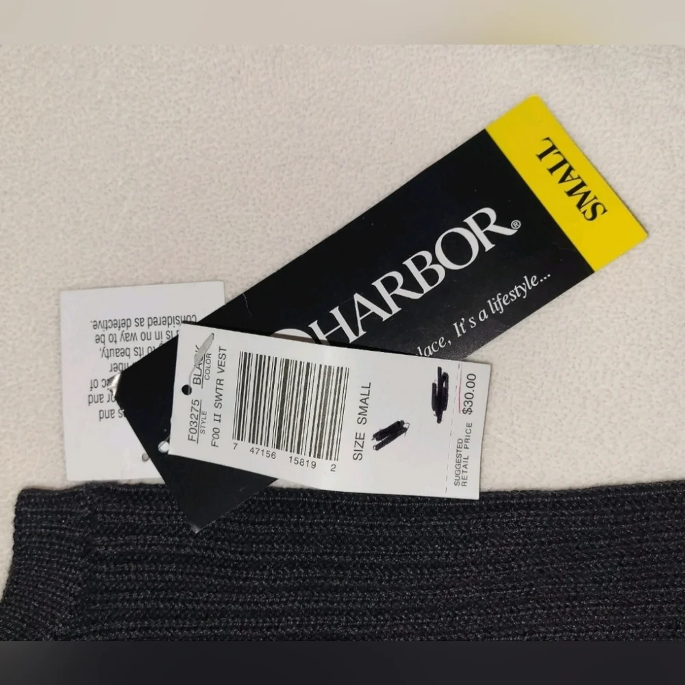 Vtg Sag Harbor Black Button Up Cable Sweater Vest Small Gold Button Academia